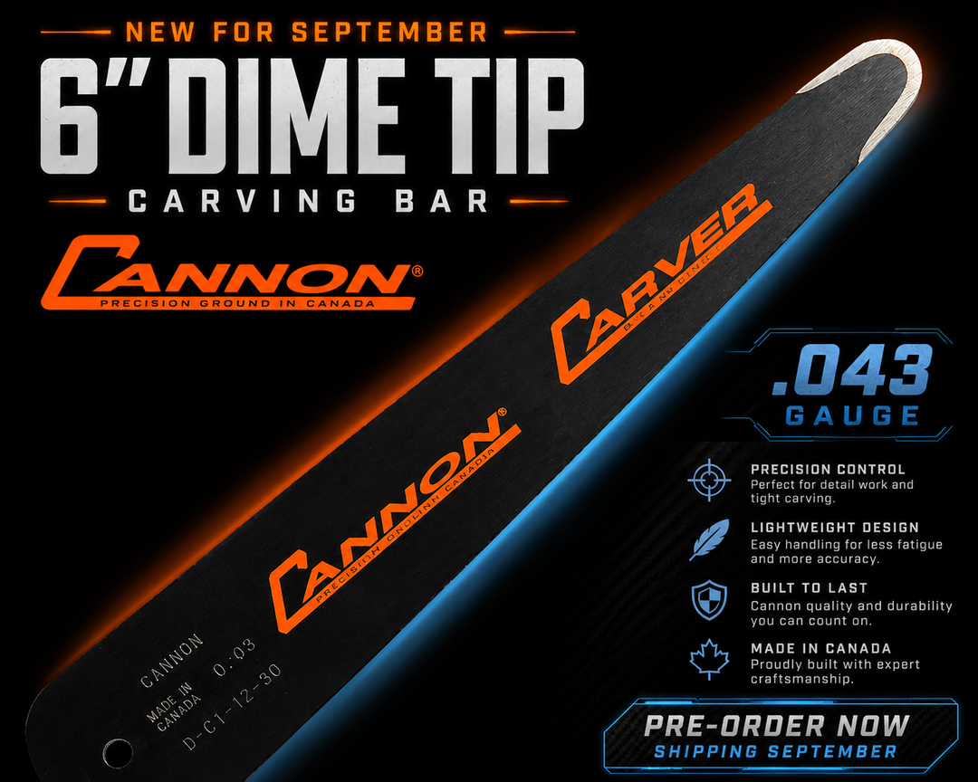 6" Cannon Dime Tip Carving Bar – 1/4 Pitch, .043 Gauge