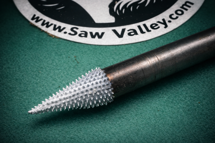 SABURRTOOTH COOK’S CONE – 1/4" SHANK × Die Grinder  (WHITE GRIT – DETAIL)