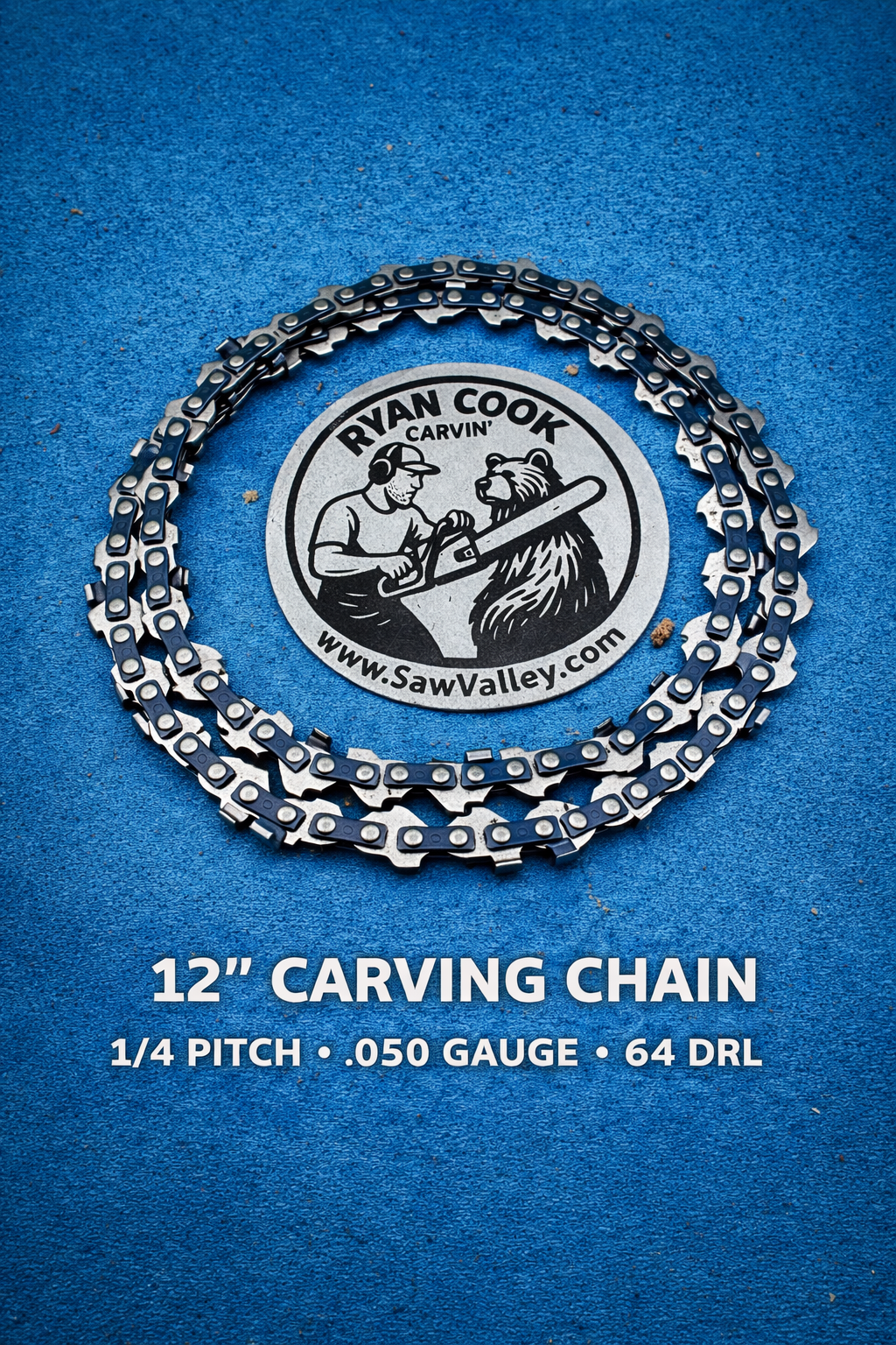 12" Carving Chain – 1/4" Pitch, .050 Gauge (Fits Dime Tip Bars, 64 Drive Links)